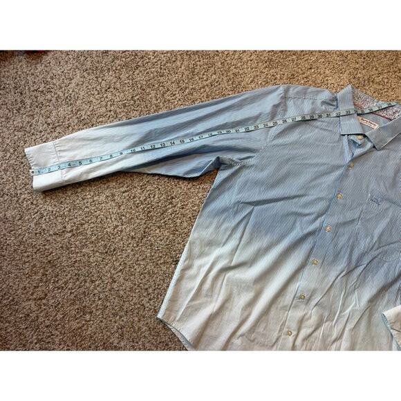 Tommy Bahama Long Sleeve button up; Fading blue pin stripes size XL, PIMA Cotton - Picture 7 of 12